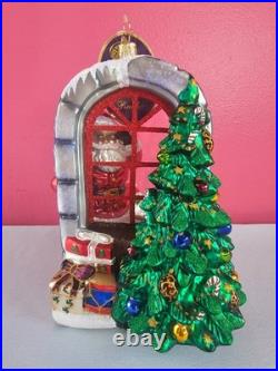 Christopher Radko A Glimpse of Christmas Ornament 1016985 Santa Looking In READ