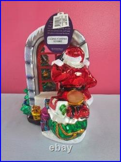 Christopher Radko A Glimpse of Christmas Ornament 1016985 Santa Looking In READ