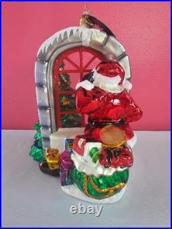 Christopher Radko A Glimpse of Christmas Ornament 1016985 Santa Looking In READ