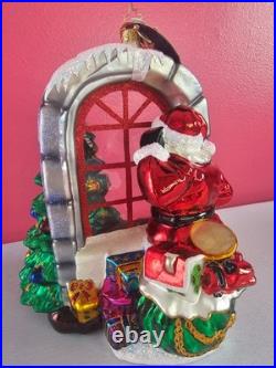 Christopher Radko A Glimpse of Christmas Ornament 1016985 Santa Looking In READ
