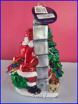 Christopher Radko A Glimpse of Christmas Ornament 1016985 Santa Looking In READ