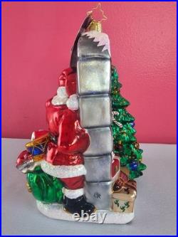 Christopher Radko A Glimpse of Christmas Ornament 1016985 Santa Looking In READ