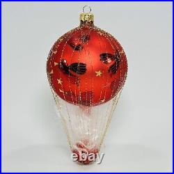 Christopher Radko Angelic Assent Red Balloon Glass Christmas Ornament 7 RARE