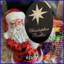 Christopher Radko Artist Signature Signed Santa Christmas Ornament Retired withBox