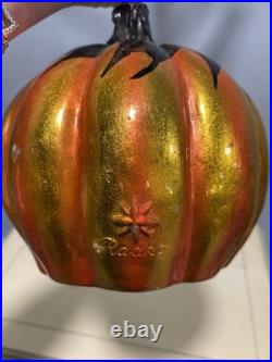 Christopher Radko Black Feather Halloween Tree With Pumpkin Base