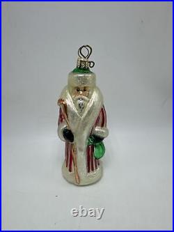 Christopher Radko Candy Stripe Russian Santa Retired Glass Christmas Ornament 91