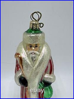 Christopher Radko Candy Stripe Russian Santa Retired Glass Christmas Ornament 91