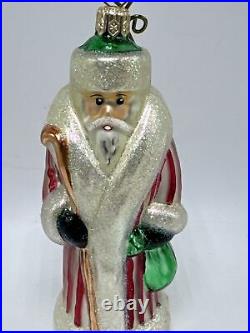 Christopher Radko Candy Stripe Russian Santa Retired Glass Christmas Ornament 91