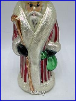 Christopher Radko Candy Stripe Russian Santa Retired Glass Christmas Ornament 91