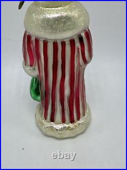 Christopher Radko Candy Stripe Russian Santa Retired Glass Christmas Ornament 91