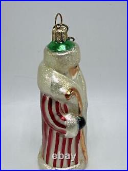 Christopher Radko Candy Stripe Russian Santa Retired Glass Christmas Ornament 91