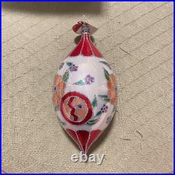 Christopher Radko Christmas Floral Tree Ornament Handpainted Teardrop Flower Christopher Radko Christmas Floral Tree Ornament Handpainted Teardrop Flower
