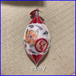 Christopher Radko Christmas Floral Tree Ornament Handpainted Teardrop Flower Christopher Radko Christmas Floral Tree Ornament Handpainted Teardrop Flower