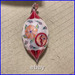 Christopher Radko Christmas Floral Tree Ornament Handpainted Teardrop Flower Christopher Radko Christmas Floral Tree Ornament Handpainted Teardrop Flower