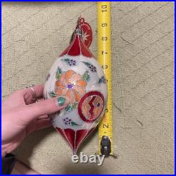 Christopher Radko Christmas Floral Tree Ornament Handpainted Teardrop Flower Christopher Radko Christmas Floral Tree Ornament Handpainted Teardrop Flower