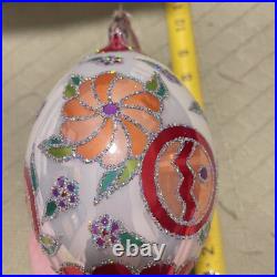 Christopher Radko Christmas Floral Tree Ornament Handpainted Teardrop Flower Christopher Radko Christmas Floral Tree Ornament Handpainted Teardrop Flower