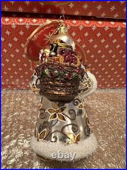 Christopher Radko Christmas Ornament Bountiful Basket Traveler Santa NEW