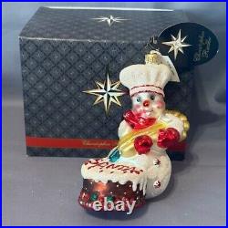 Christopher Radko Christmas Ornament Glass Frosty Frosting Snowman Cake RARE Box Christopher Radko Christmas Ornament Glass Frosty Frosting Snowman Cake RARE Box
