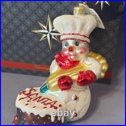 Christopher Radko Christmas Ornament Glass Frosty Frosting Snowman Cake RARE Box Christopher Radko Christmas Ornament Glass Frosty Frosting Snowman Cake RARE Box