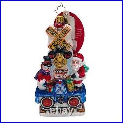 Christopher Radko Christmas Ornament It Takes Two Santa Snowman Train 1018497