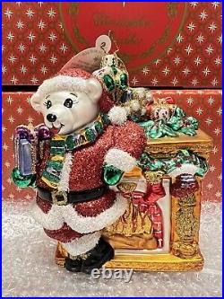 Christopher Radko Christmas Ornament Polar Pose Bear & Fireplace Santa NEW
