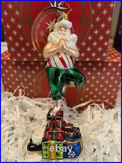 Christopher Radko Christmas Ornament Yuletide Yoga Santa NEW