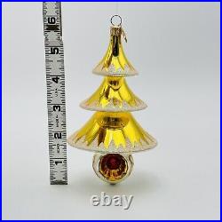 Christopher Radko Elegant Evergreen Glass Christmas Ornament 5.5 Gold Reflector