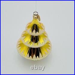 Christopher Radko Elegant Evergreen Glass Christmas Ornament 5.5 Gold Reflector