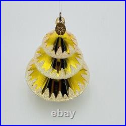 Christopher Radko Elegant Evergreen Glass Christmas Ornament 5.5 Gold Reflector