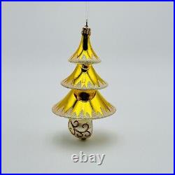 Christopher Radko Elegant Evergreen Glass Christmas Ornament 5.5 Gold Reflector