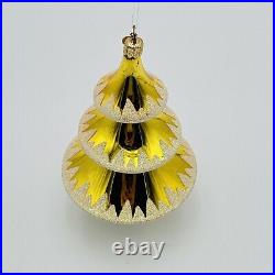 Christopher Radko Elegant Evergreen Glass Christmas Ornament 5.5 Gold Reflector