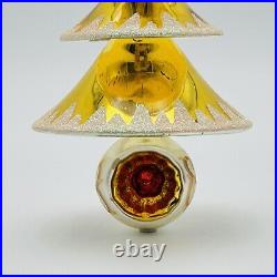 Christopher Radko Elegant Evergreen Glass Christmas Ornament 5.5 Gold Reflector