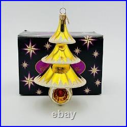 Christopher Radko Elegant Evergreen Glass Christmas Ornament 5.5 Gold Reflector