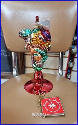 Christopher Radko FLORIDA state Christmas Ornament Gator sun red hat w stand