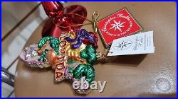 Christopher Radko FLORIDA state Christmas Ornament Gator sun red hat w stand