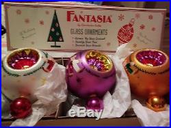 Christopher Radko Fantasia Set of 3 Blown Glass Christmas Ornaments in box 6