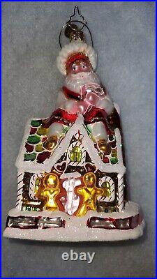 Christopher Radko Finishing Touch Gingerbread House Glass Christmas Ornament