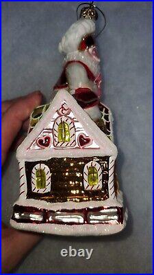 Christopher Radko Finishing Touch Gingerbread House Glass Christmas Ornament