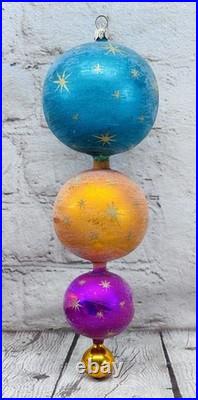 Christopher Radko Galaxy Frost Ornament Rare Triple Ball 10 Inch Christopher Radko Galaxy Frost Ornament Rare Triple Ball 10 Inch