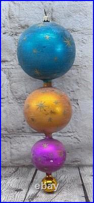 Christopher Radko Galaxy Frost Ornament Rare Triple Ball 10 Inch Christopher Radko Galaxy Frost Ornament Rare Triple Ball 10 Inch