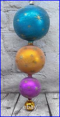 Christopher Radko Galaxy Frost Ornament Rare Triple Ball 10 Inch Christopher Radko Galaxy Frost Ornament Rare Triple Ball 10 Inch