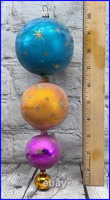 Christopher Radko Galaxy Frost Ornament Rare Triple Ball 10 Inch Christopher Radko Galaxy Frost Ornament Rare Triple Ball 10 Inch