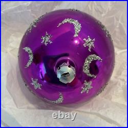 Christopher Radko Glass Christmas Ornament CELESTIAL MOON & STAR Purple