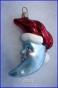 Christopher Radko Glass Christmas Ornament Crescent Moon Beam Htf