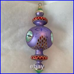 Christopher Radko Glass Christmas Ornament RAZZMATAZZ Triple Reflector Purple