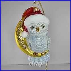 Christopher Radko Glass Owl On Moon Christmas Ornament Hooo Knew Christopher Radko Glass Owl On Moon Christmas Ornament Hooo Knew