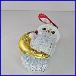 Christopher Radko Glass Owl On Moon Christmas Ornament Hooo Knew Christopher Radko Glass Owl On Moon Christmas Ornament Hooo Knew