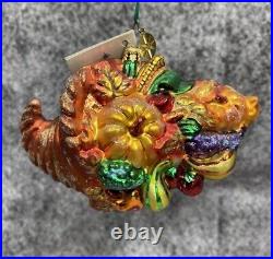 Christopher Radko Harvest Pride Cornucopia Thanksgiving Glass Christmas Ornament