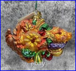 Christopher Radko Harvest Pride Cornucopia Thanksgiving Glass Christmas Ornament