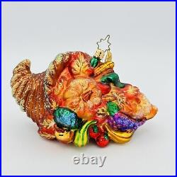 Christopher Radko Harvest Pride Cornucopia Thanksgiving Glass Christmas Ornament